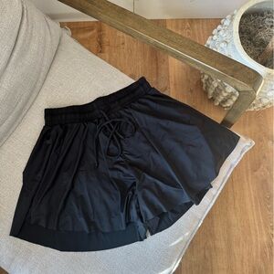 Pink Lily black flowy active shorts